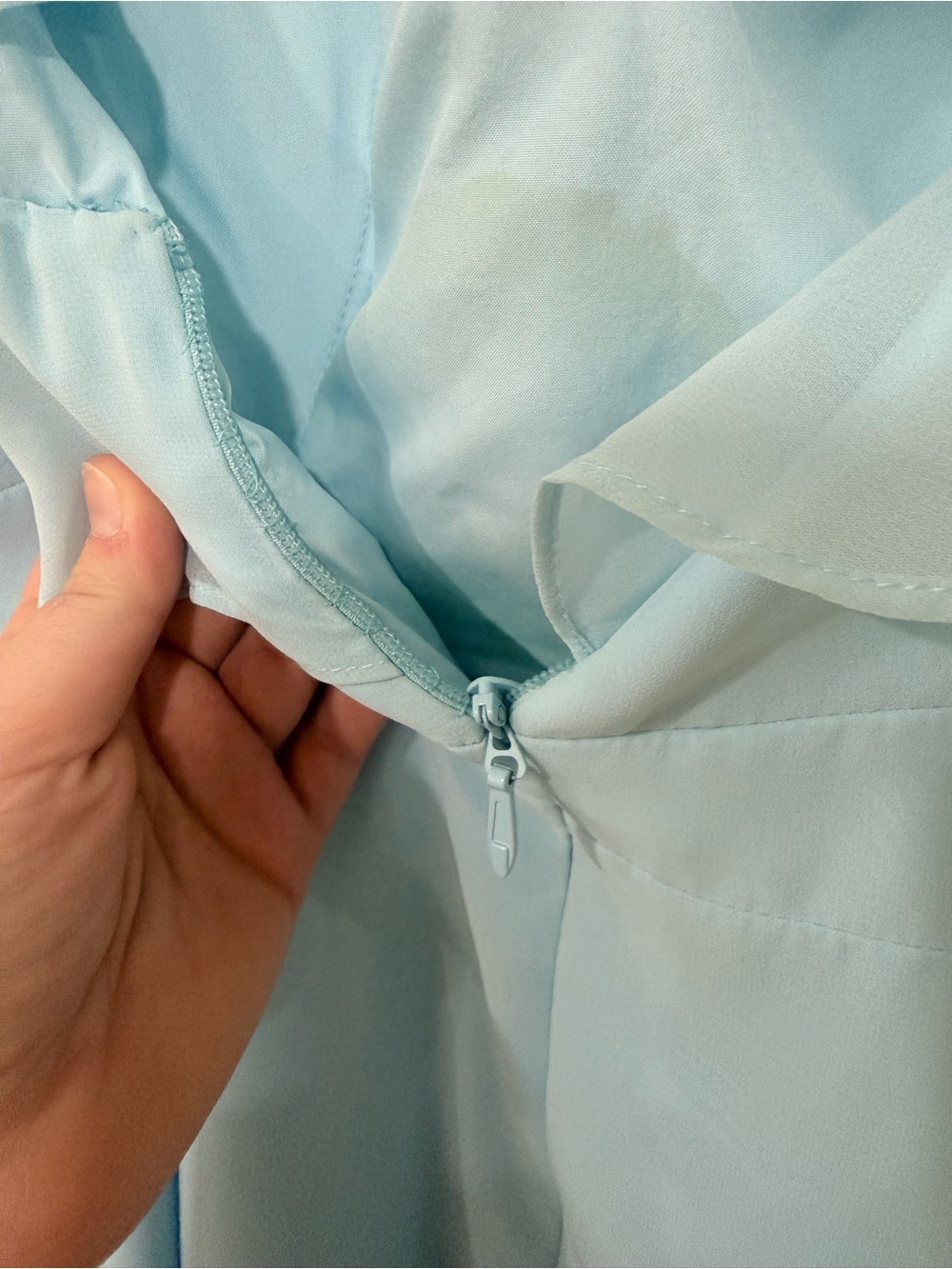 Azazie Light Blue High-Low Ruffle Dress - Picture 3 of 5